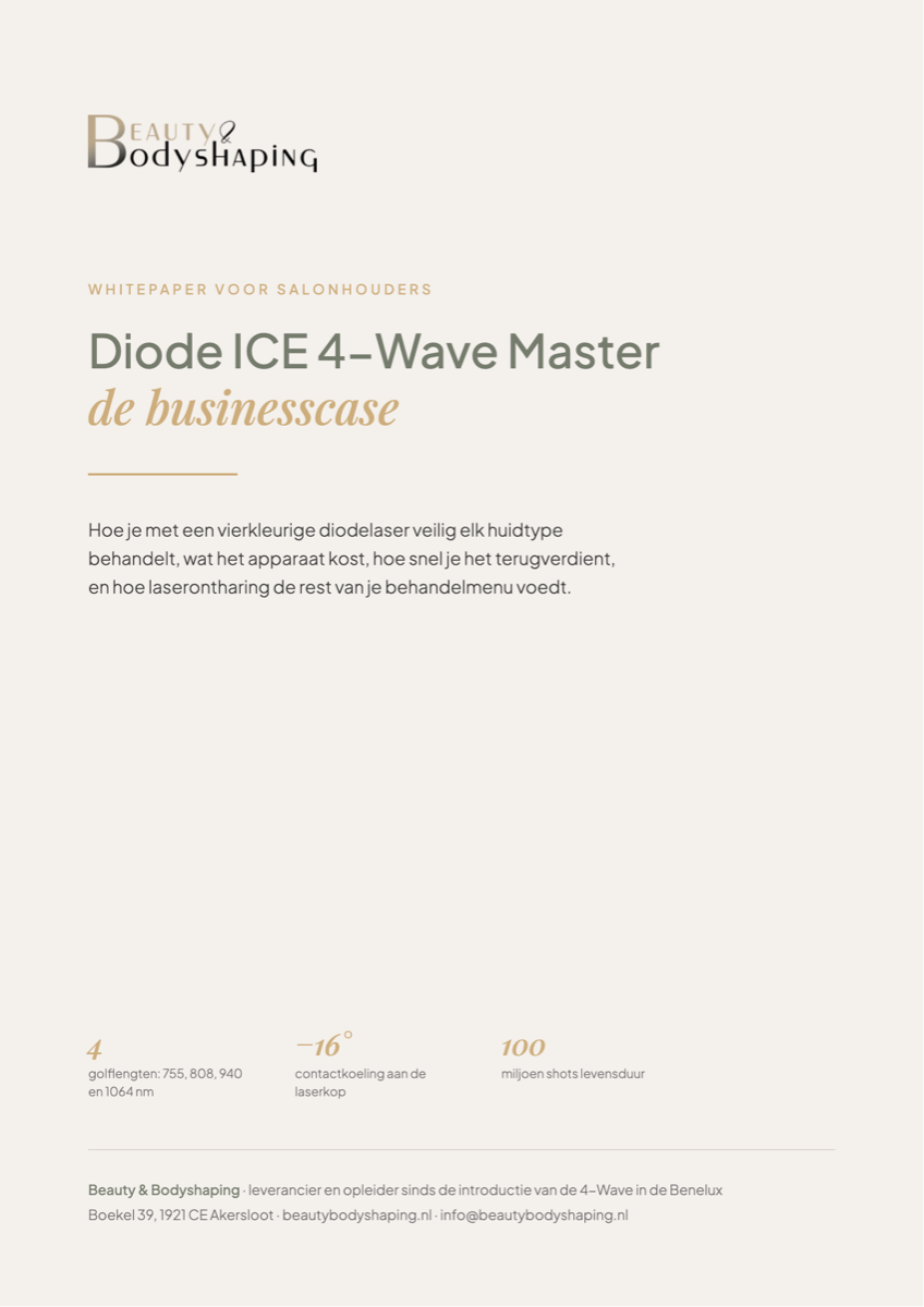 Omslag whitepaper Diode ICE 4-Wave Master Omslag van de whitepaper over de Diode ICE 4-Wave Master ontharingslaser